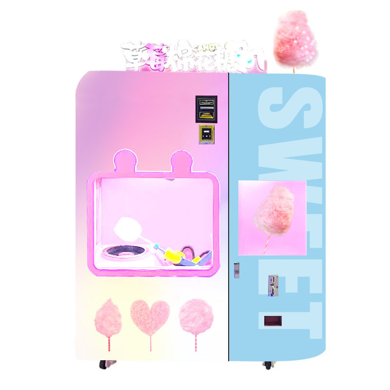 낮은 유지 보수 솜사탕 제조업체 자동 판매기 110V/220V 정격 전압 2500W 등급 전력 32 인치 터치 수직 스크린